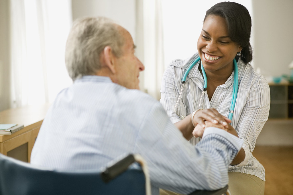 Elderly patient with caregiver
